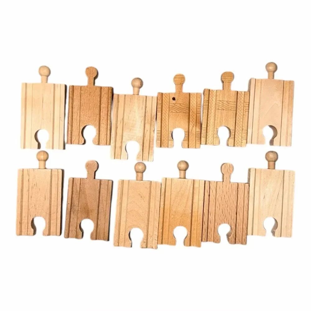 12 Pc Wooden Train Track Short Male Female Connector Adapter Lot Brio Compatible